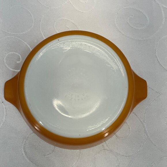 Vintage Pyrex 471-B Brown & Yellow Glass Casserole Dish With Lid 1 Pint #471 - Picture 3 of 9